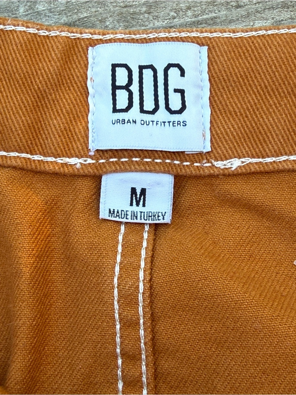 BDG Rust Orange Skirt with Contrast Topstitching - Picture 3 of 7